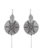 VOJ Silver Toned Floral Design Oxidized Ear Cuff Earrings | Grocsy