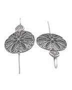 VOJ Silver Toned Floral Design Oxidized Ear Cuff Earrings | Grocsy