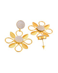VOJ Gold Plated Floral Shaped Stone Studded Drop Earrings | Grocsy