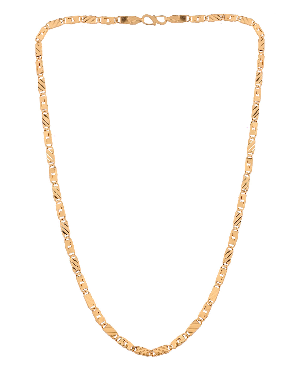 VOJ Gold Plated Thunder Light Shaped Biscuit Chain For Men | Grocsy