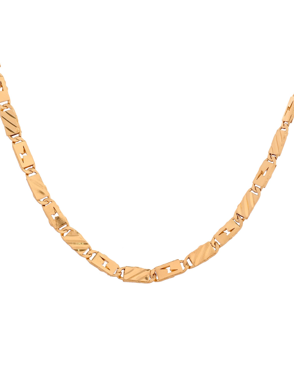 VOJ Gold Plated Thunder Light Shaped Biscuit Chain For Men | Grocsy