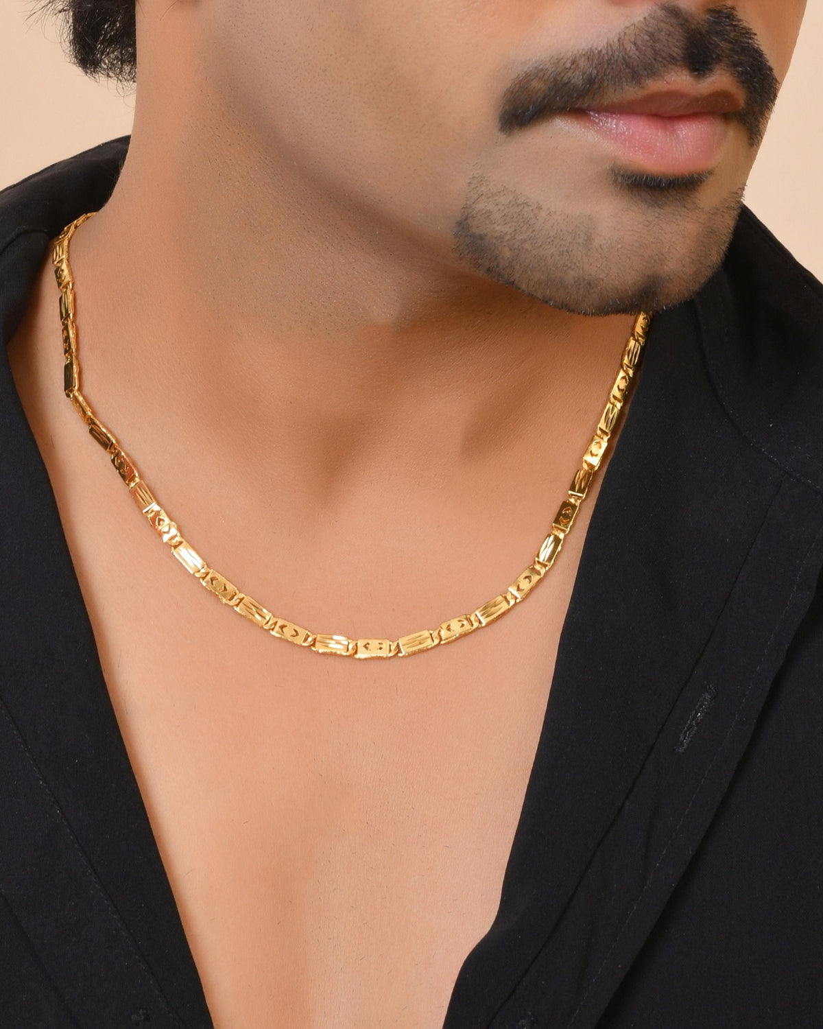 VOJ Gold Plated Designer Biscuit Chain For Men | Grocsy