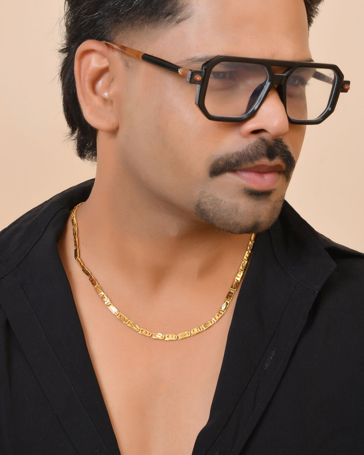 VOJ Gold Plated Designer Biscuit Chain For Men | Grocsy