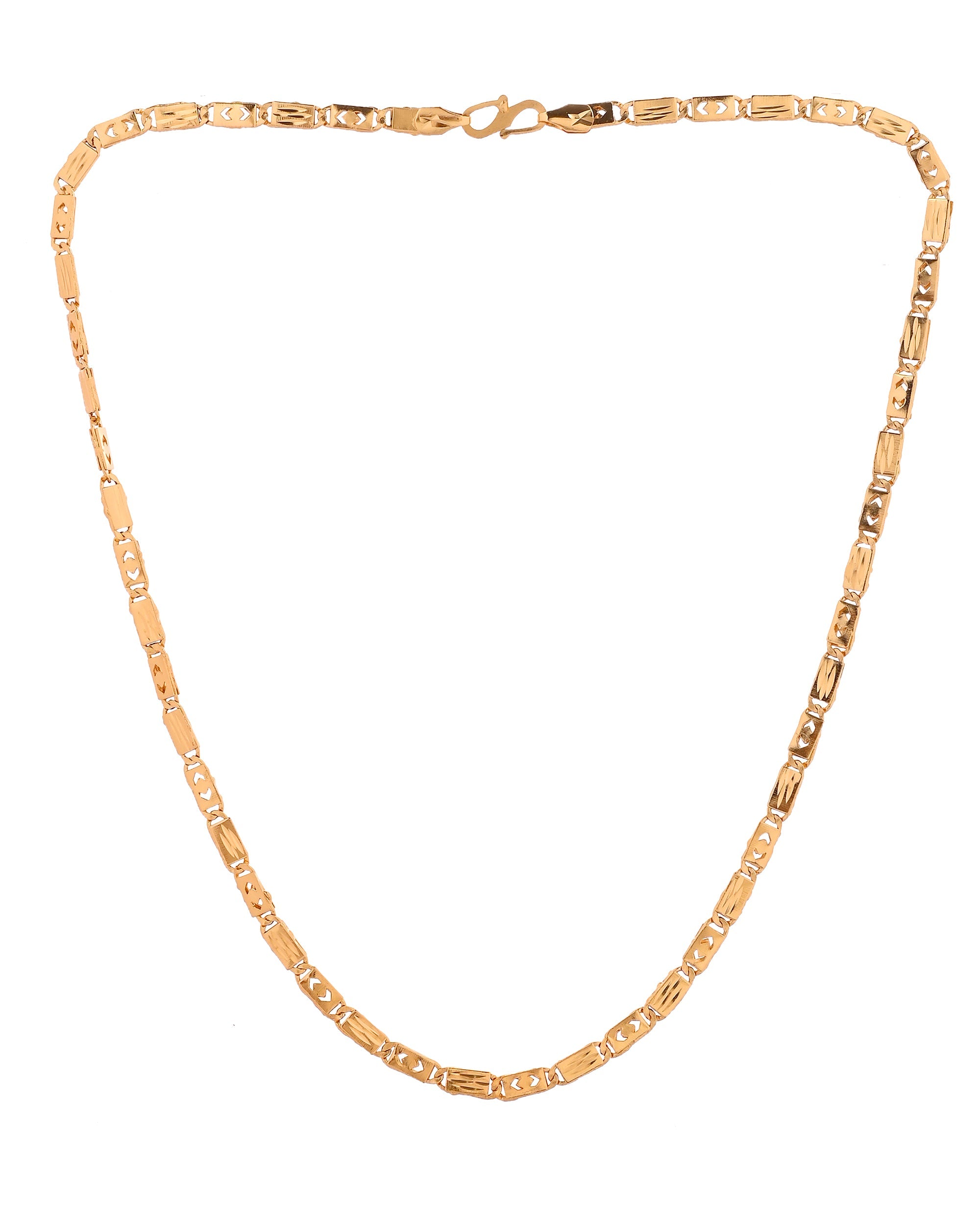 VOJ Gold Plated Designer Biscuit Chain For Men | Grocsy