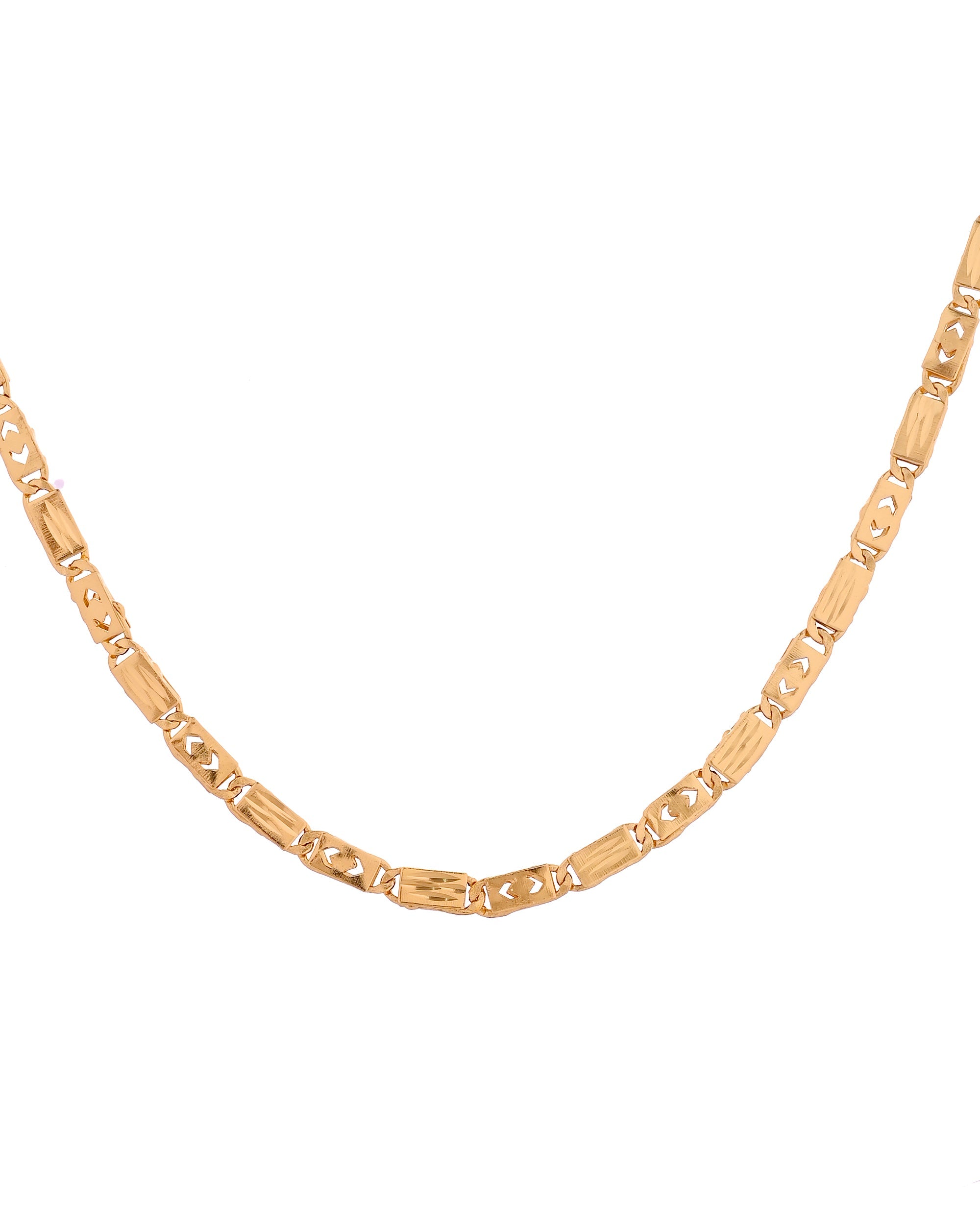 VOJ Gold Plated Designer Biscuit Chain For Men | Grocsy