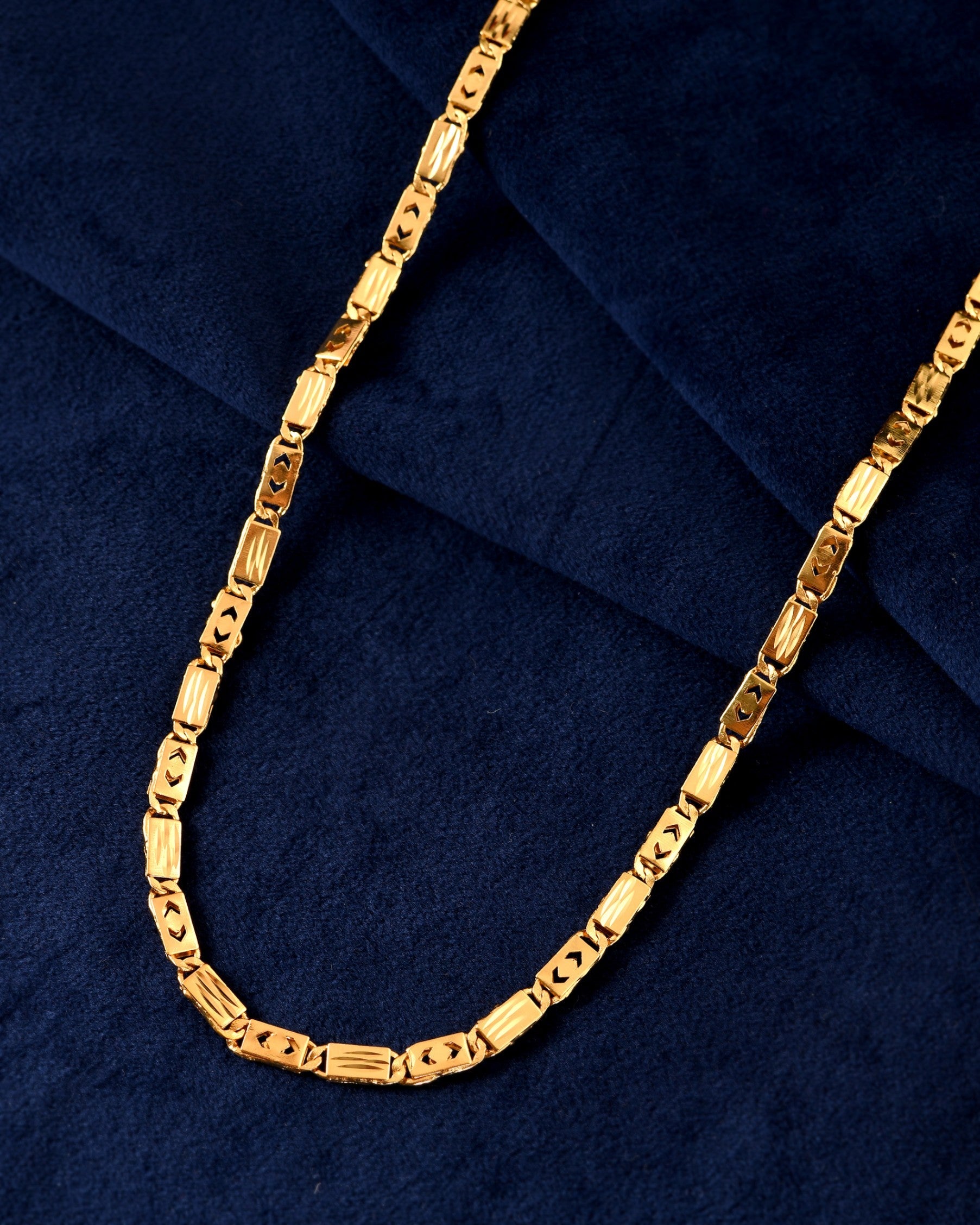 VOJ Gold Plated Designer Biscuit Chain For Men | Grocsy