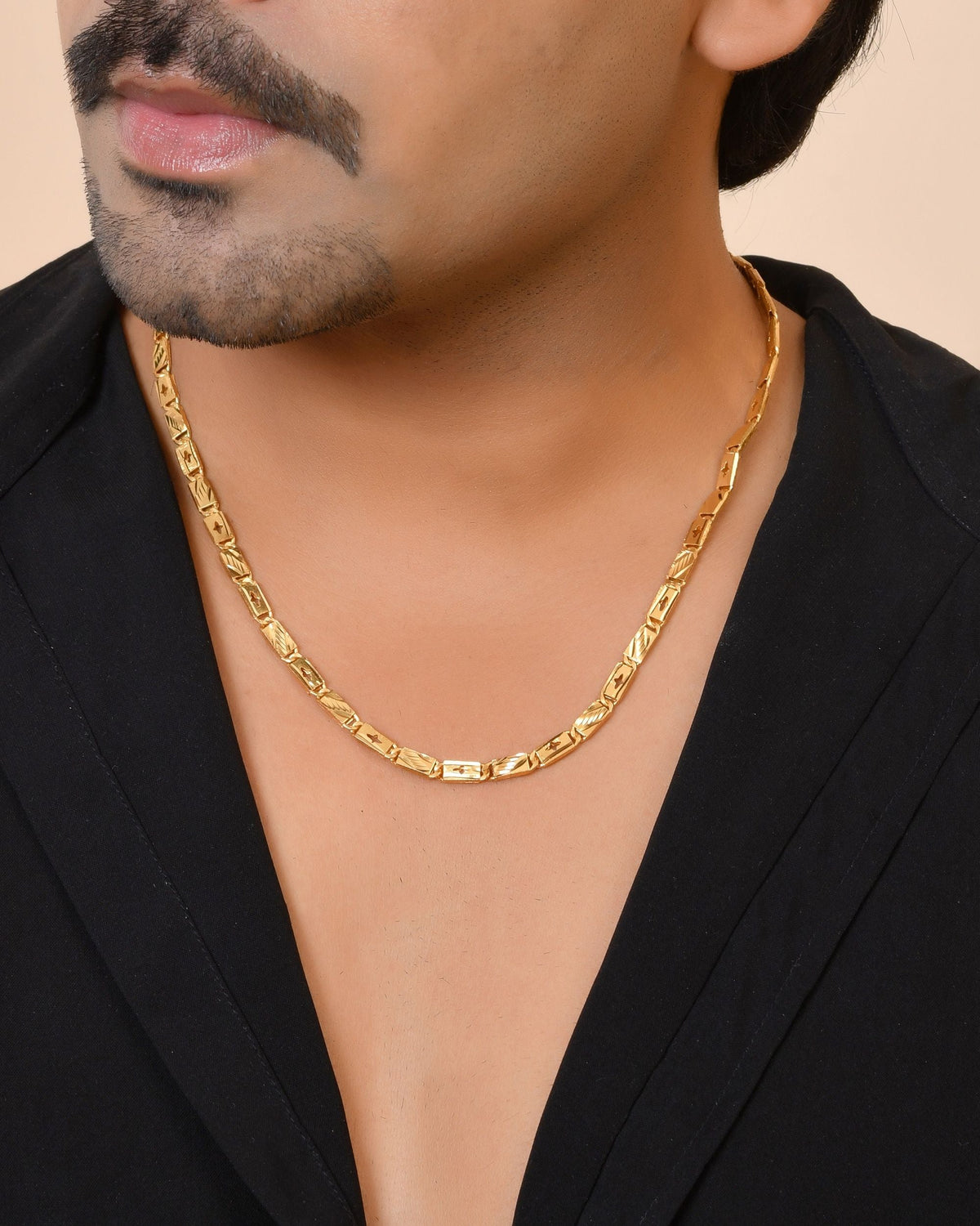VOJ Gold Plated Designer Biscuit Chain For Men | Grocsy