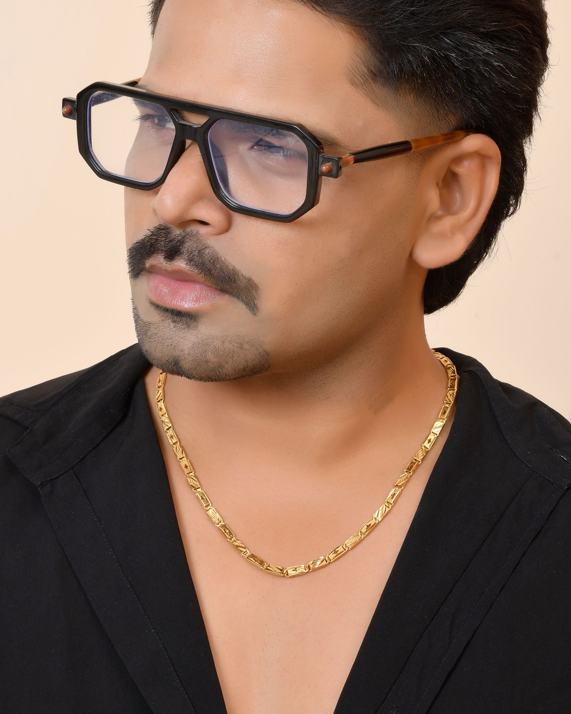VOJ Gold Plated Designer Biscuit Chain For Men | Grocsy
