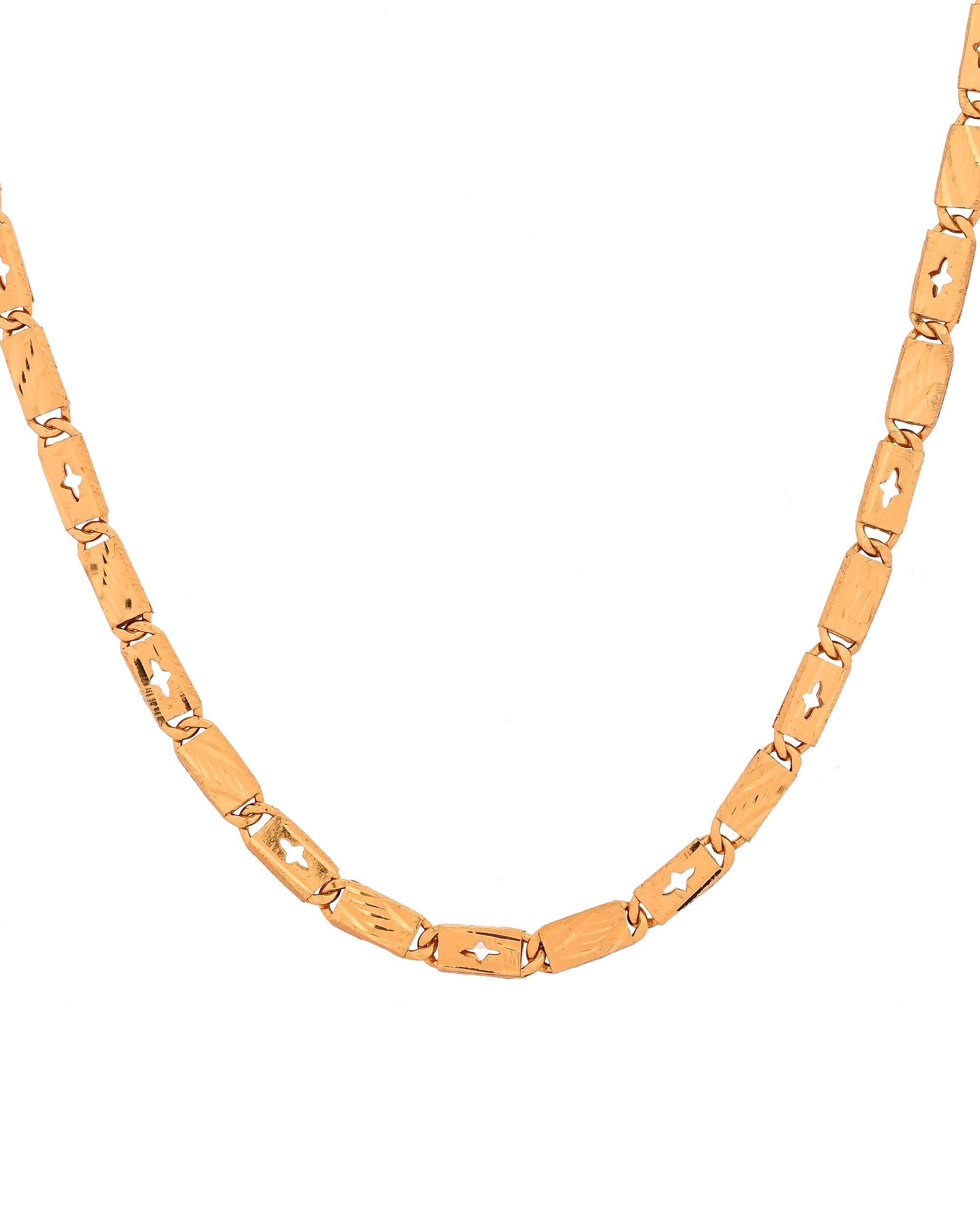 VOJ Gold Plated Designer Biscuit Chain For Men | Grocsy