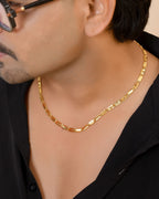 VOJ Gold Plated X Designed Biscuit Chain For Men | Grocsy