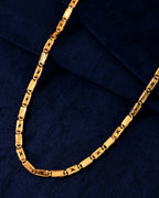 VOJ Gold Plated X Designed Biscuit Chain For Men | Grocsy