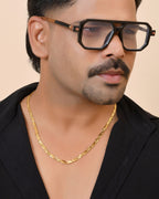 VOJ Gold Plated Geometric Designed Biscuit Chain For Men | Grocsy