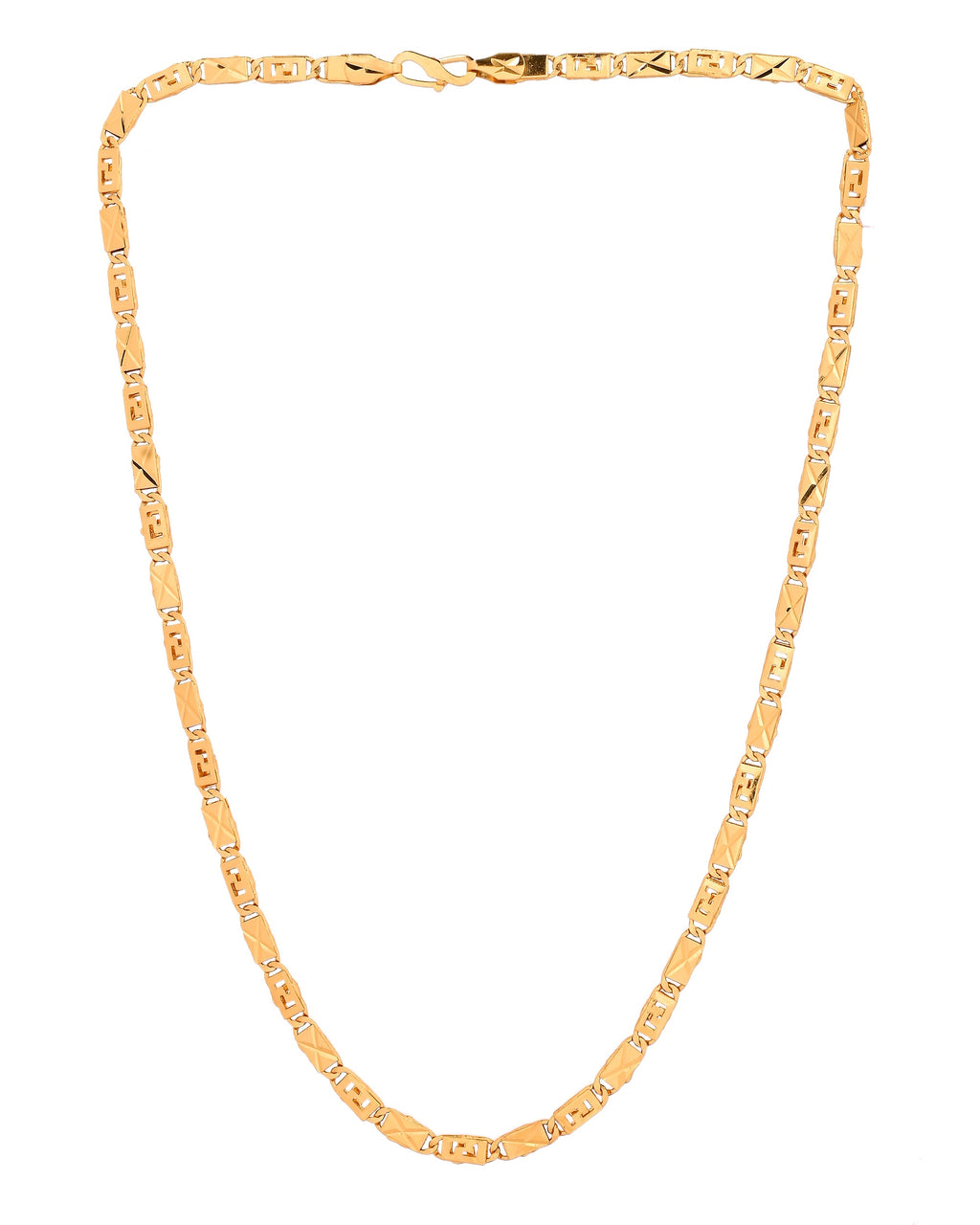 VOJ Gold Plated Geometric Designed Biscuit Chain For Men | Grocsy