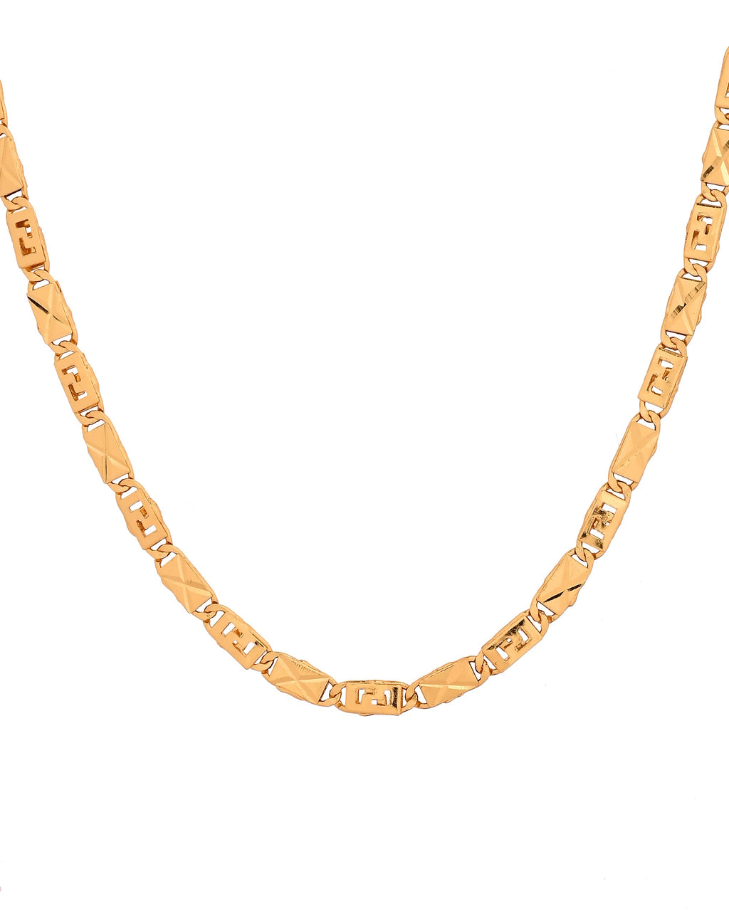 VOJ Gold Plated Geometric Designed Biscuit Chain For Men | Grocsy