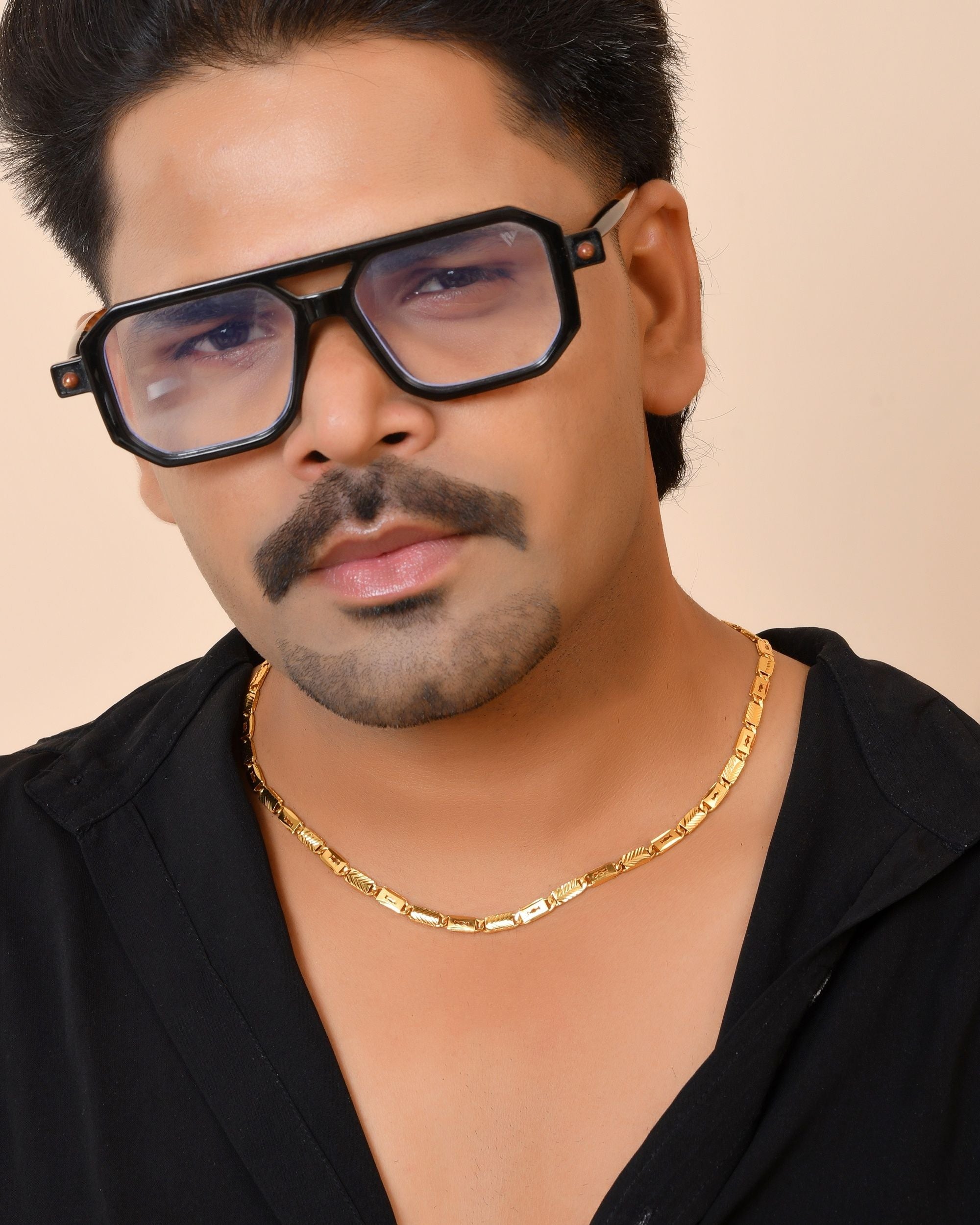 VOJ Gold Plated Toffee Designed Biscuit Chain For Men | Grocsy