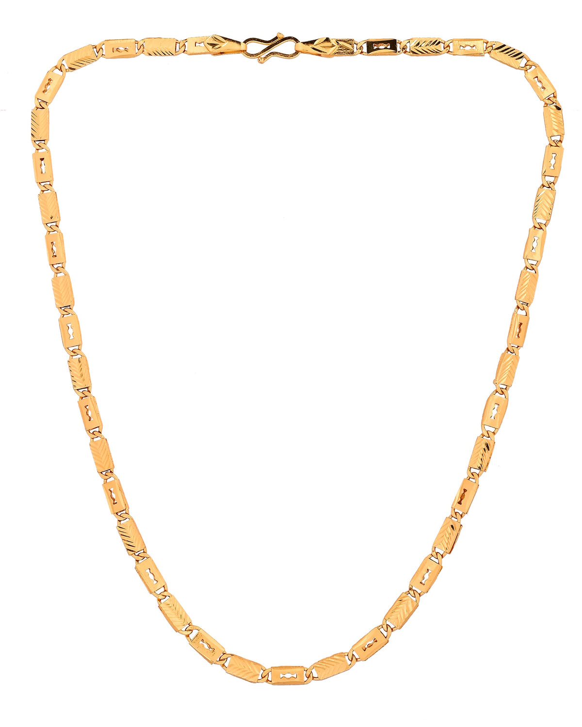 VOJ Gold Plated Toffee Designed Biscuit Chain For Men | Grocsy