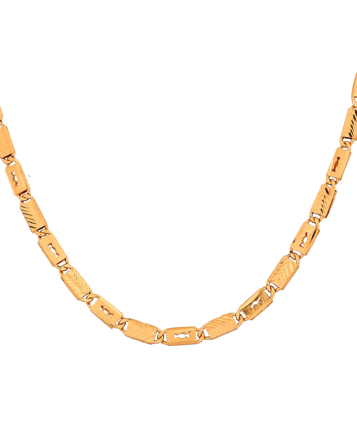 VOJ Gold Plated Toffee Designed Biscuit Chain For Men | Grocsy