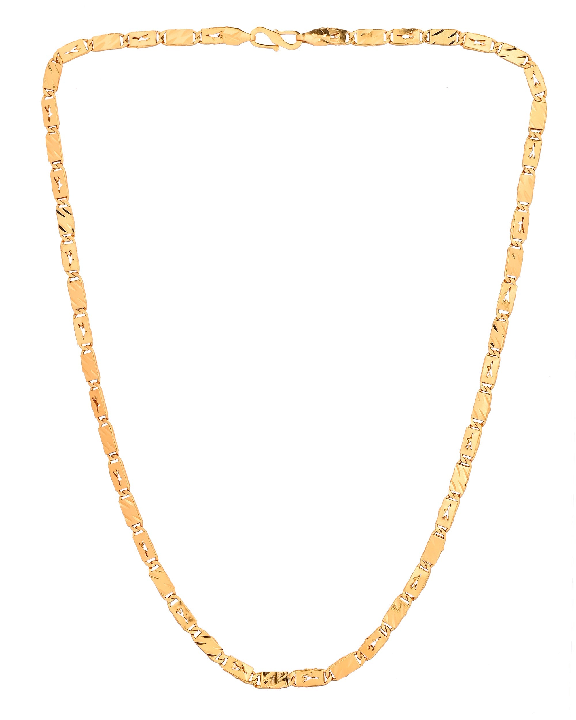 VOJ Gold Plated Plain Designed Biscuit Chain For Men | Grocsy