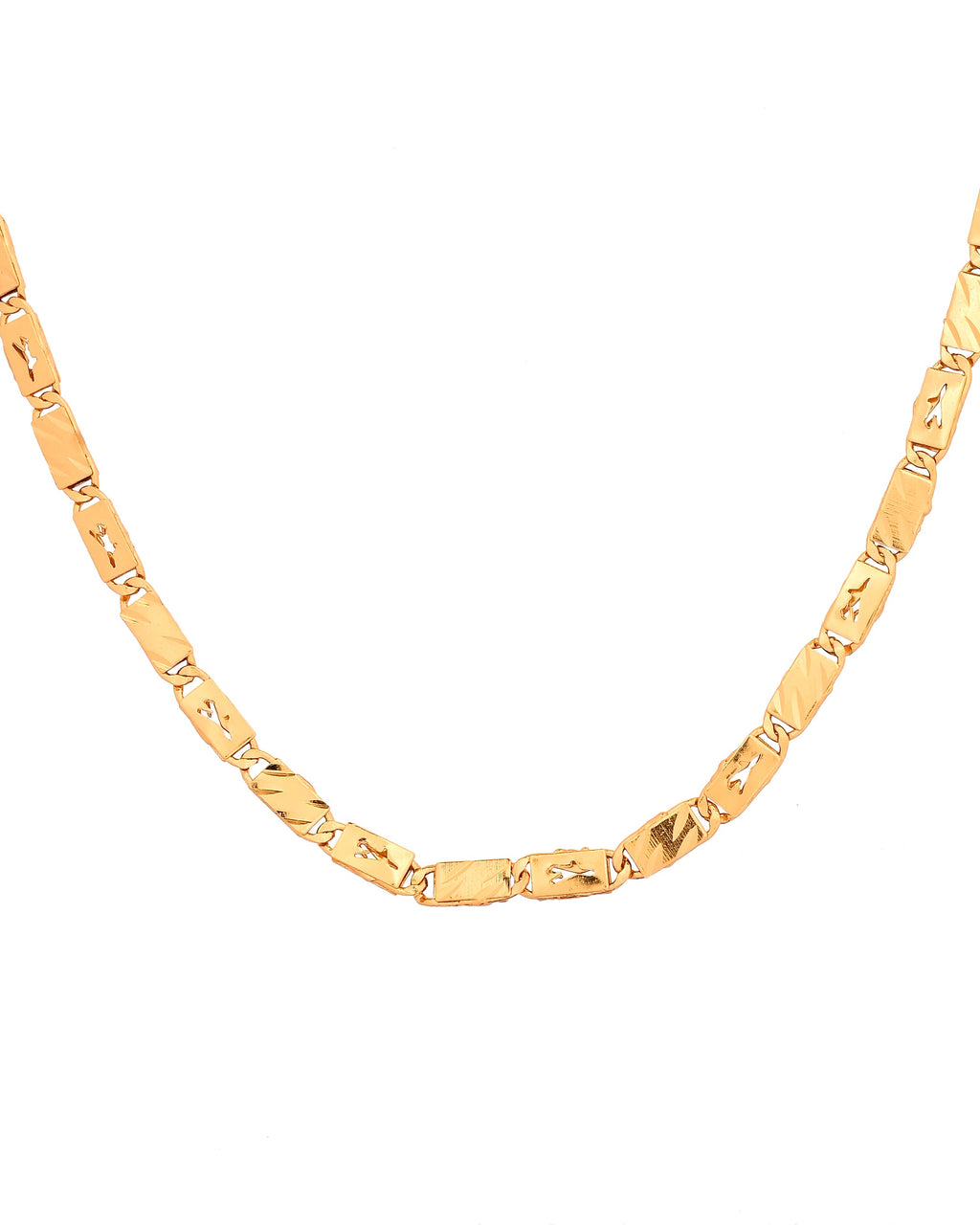 VOJ Gold Plated Plain Designed Biscuit Chain For Men | Grocsy