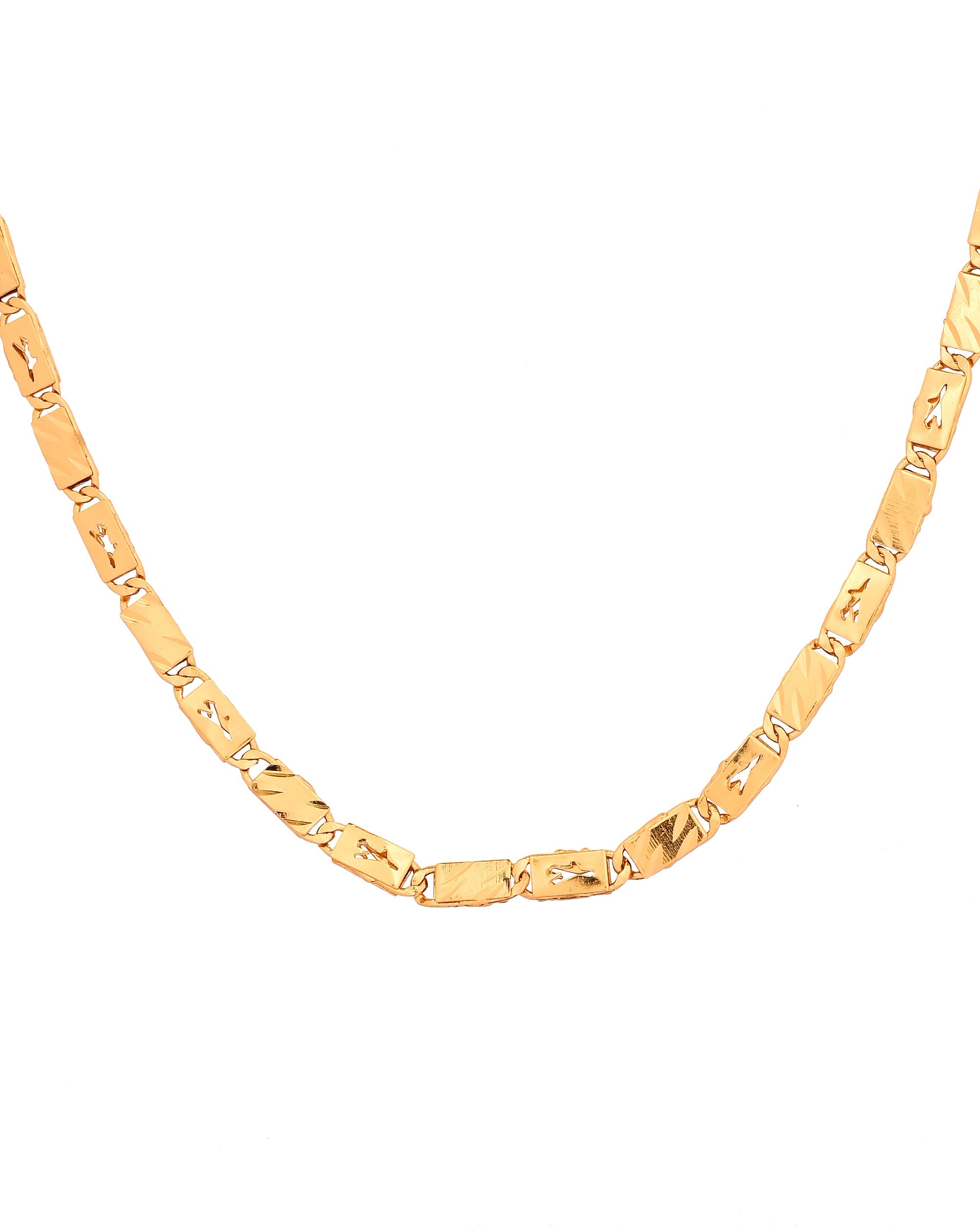 VOJ Gold Plated Plain Designed Biscuit Chain For Men | Grocsy