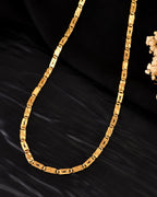 VOJ Gold Plated Plain Designed Biscuit Chain For Men | Grocsy