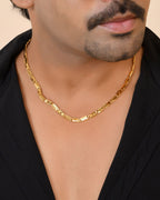 VOJ Gold Plated Square Designed Biscuit Chain For Men | Grocsy