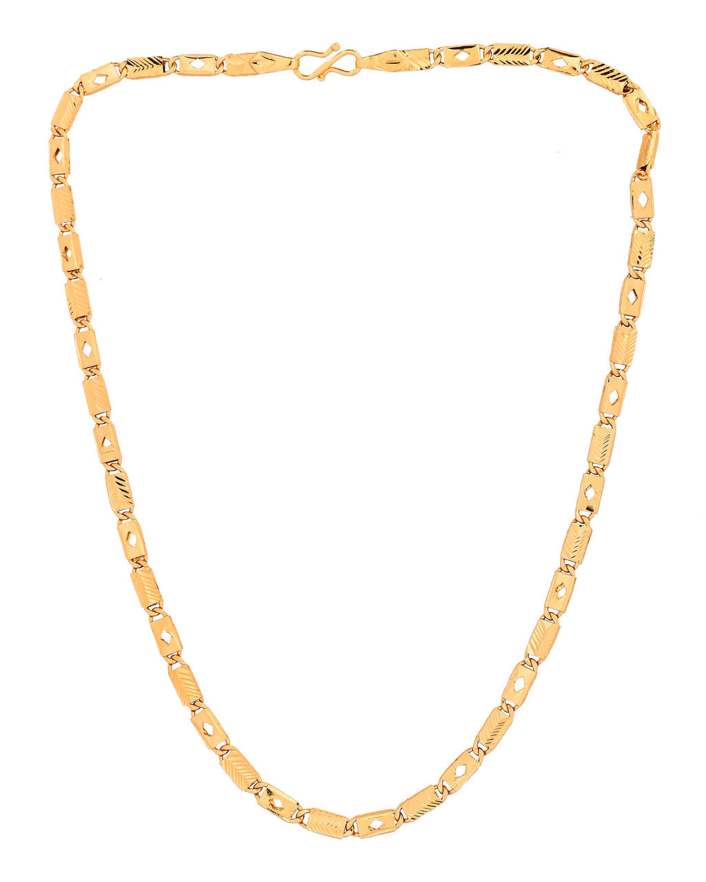 VOJ Gold Plated Square Designed Biscuit Chain For Men | Grocsy