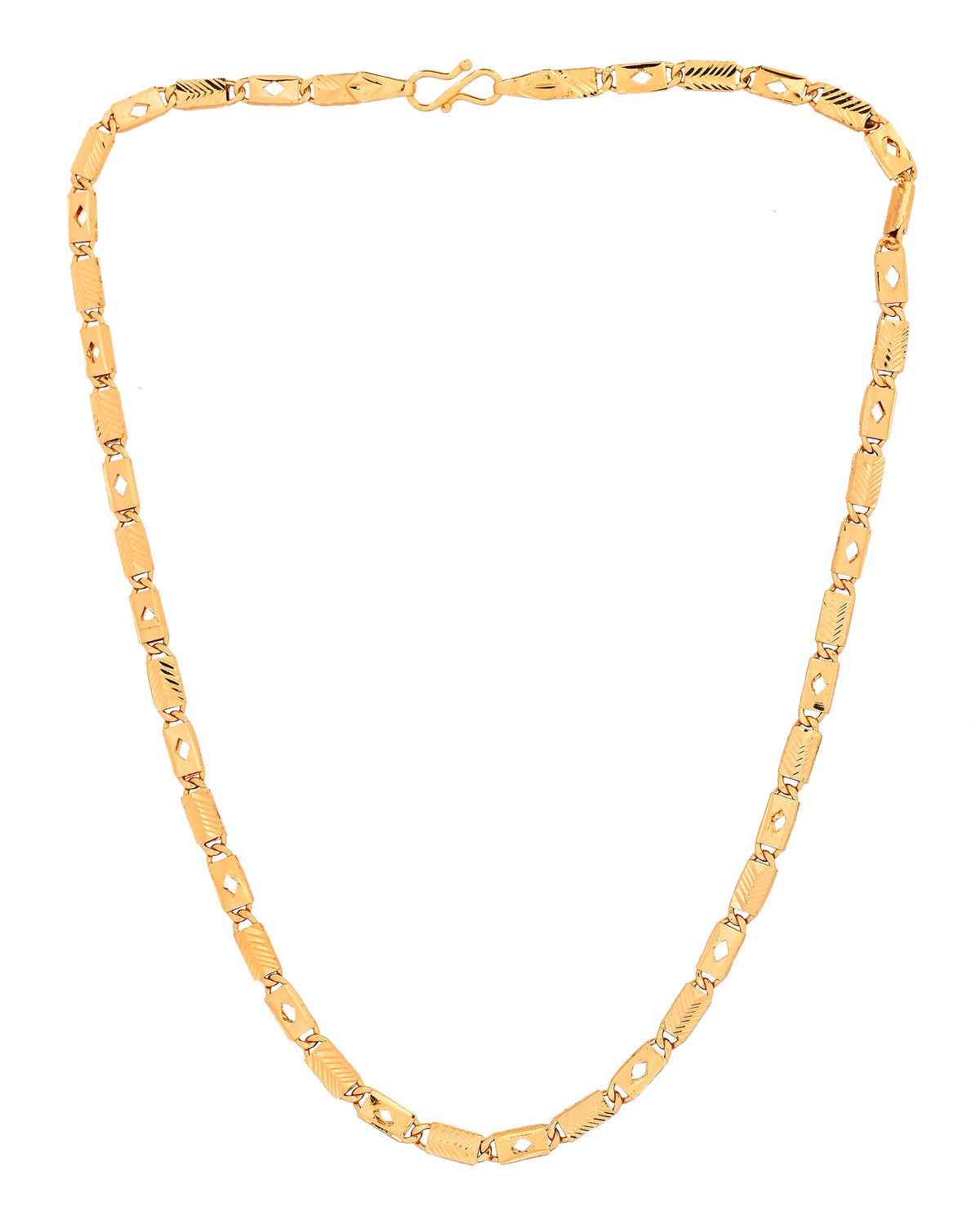 VOJ Gold Plated Square Designed Biscuit Chain For Men | Grocsy