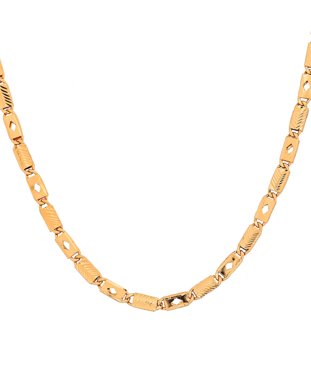 VOJ Gold Plated Square Designed Biscuit Chain For Men | Grocsy