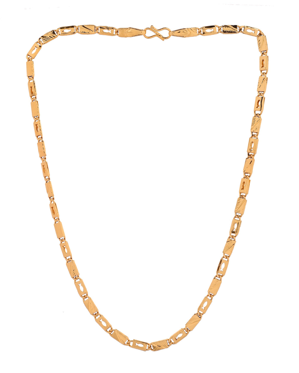 VOJ Gold Plated Fish Designed Biscuit Chain For Men | Grocsy