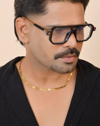 VOJ Gold Toned Rectangular Designed Biscuit Chain For Men | Grocsy