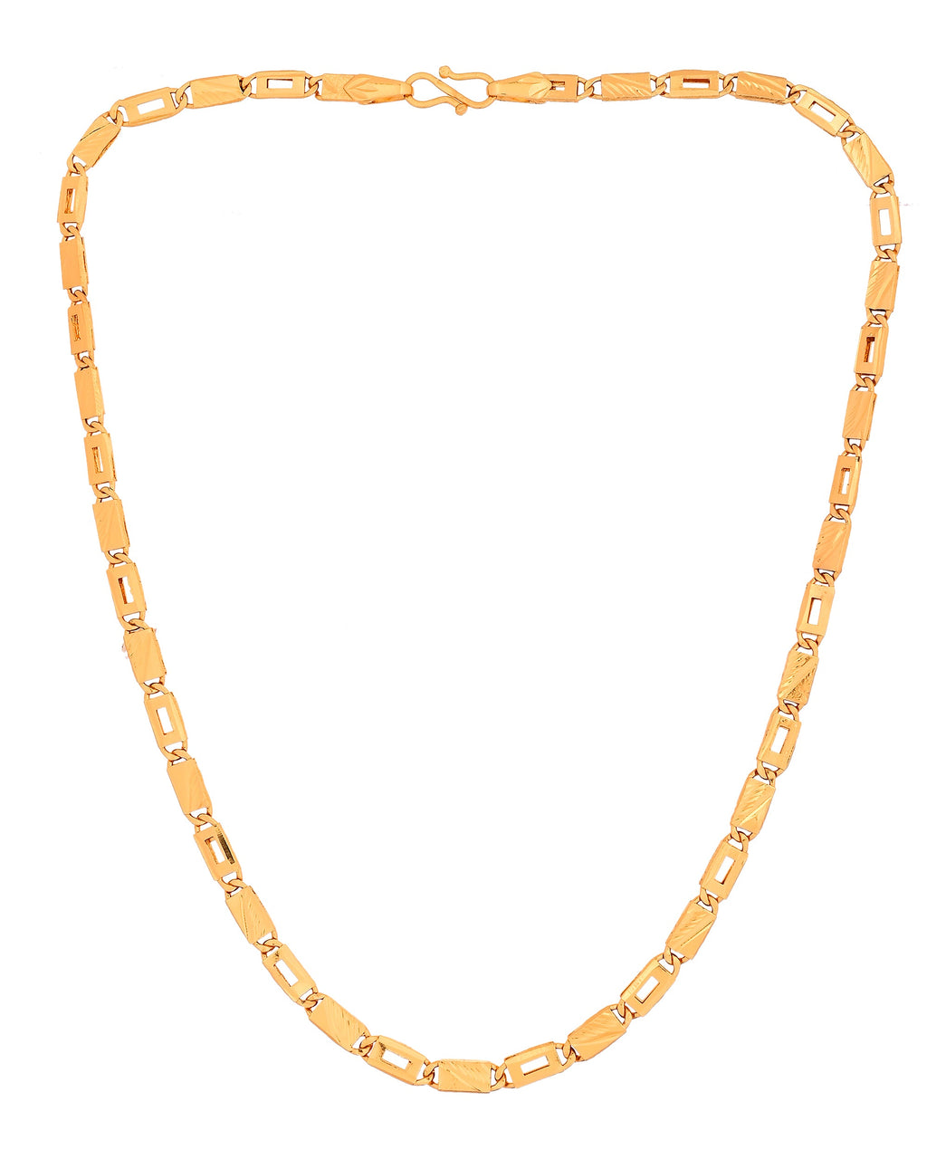 VOJ Gold Toned Rectangular Designed Biscuit Chain For Men | Grocsy