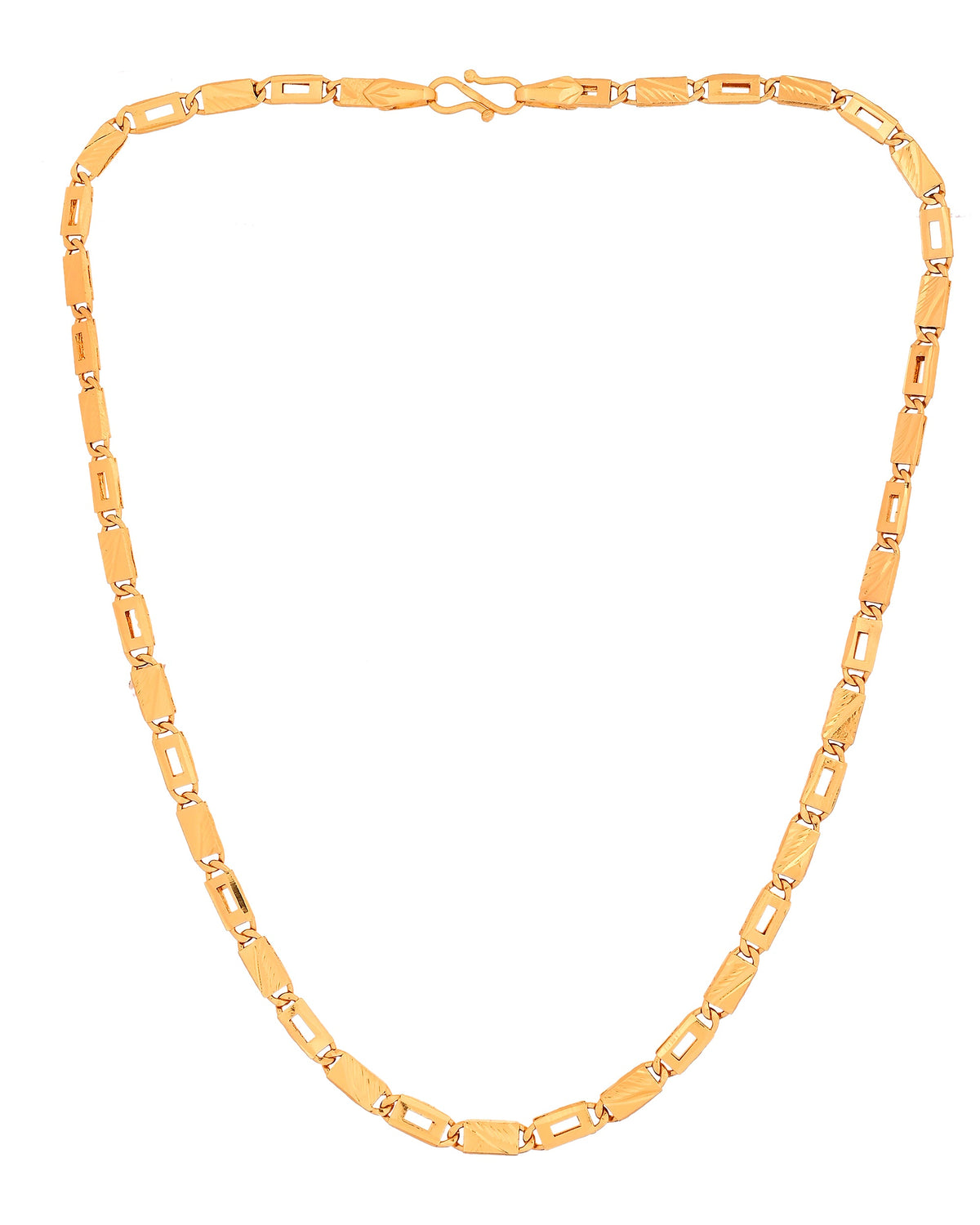 VOJ Gold Toned Rectangular Designed Biscuit Chain For Men | Grocsy