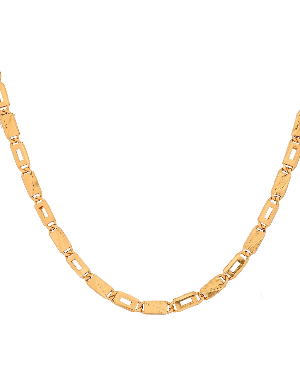 VOJ Gold Toned Rectangular Designed Biscuit Chain For Men | Grocsy