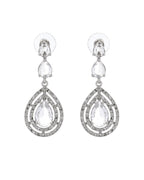 VOJ Silver Toned Tear Drop Shaped Stone Ad Necklace Set | Grocsy