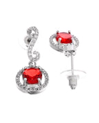 VOJ Silver Plated Oval Ruby Red Stone Studded Ad Jewellery Set | Grocsy