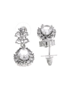 VOJ Silver Plated Drop Shaped Stone With Ad Stone Simple Jewellery Set | Grocsy