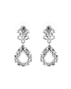 VOJ Silver Plated Drop Shaped Stone With Ad Stone Simple Jewellery Set | Grocsy