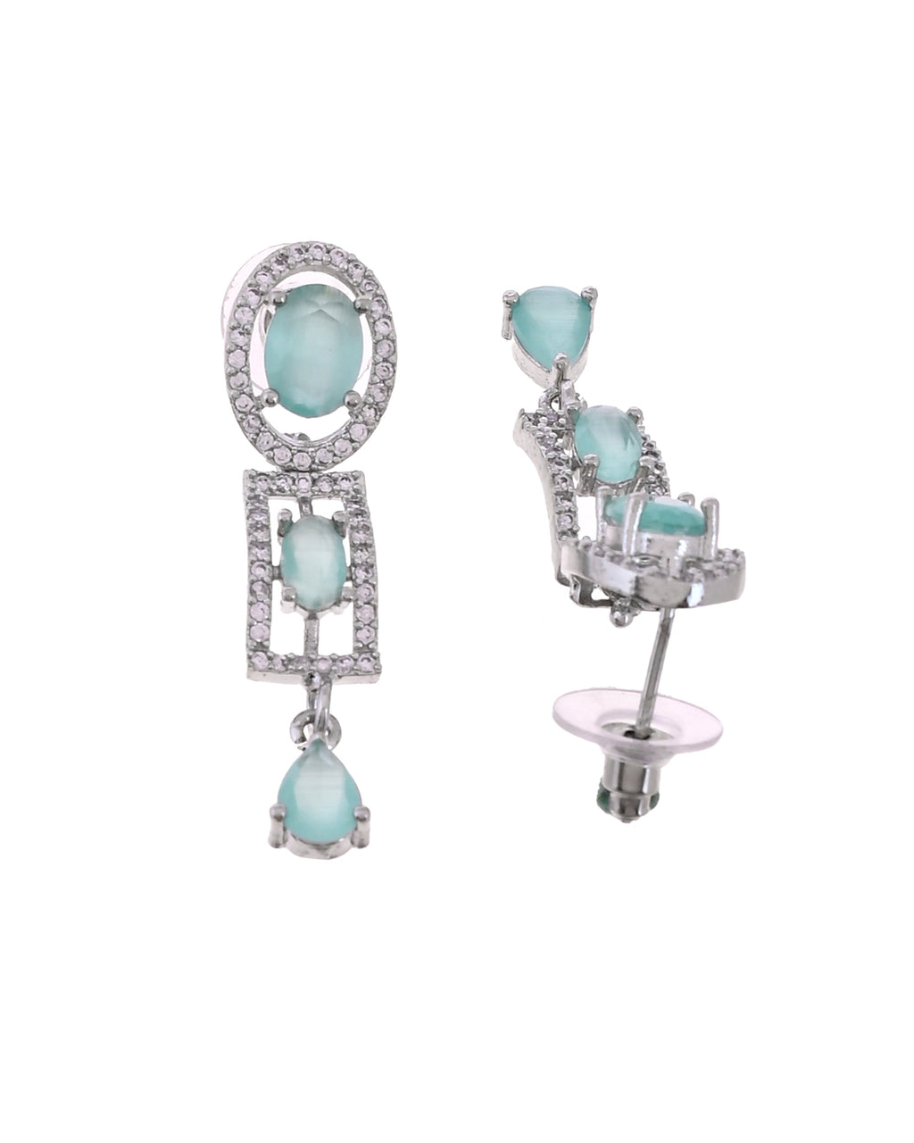 VOJ Silver Toned Cz Stone Studded Designer Necklace Set | Grocsy