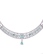 VOJ Silver Toned Cz Stone Studded Designer Necklace Set | Grocsy