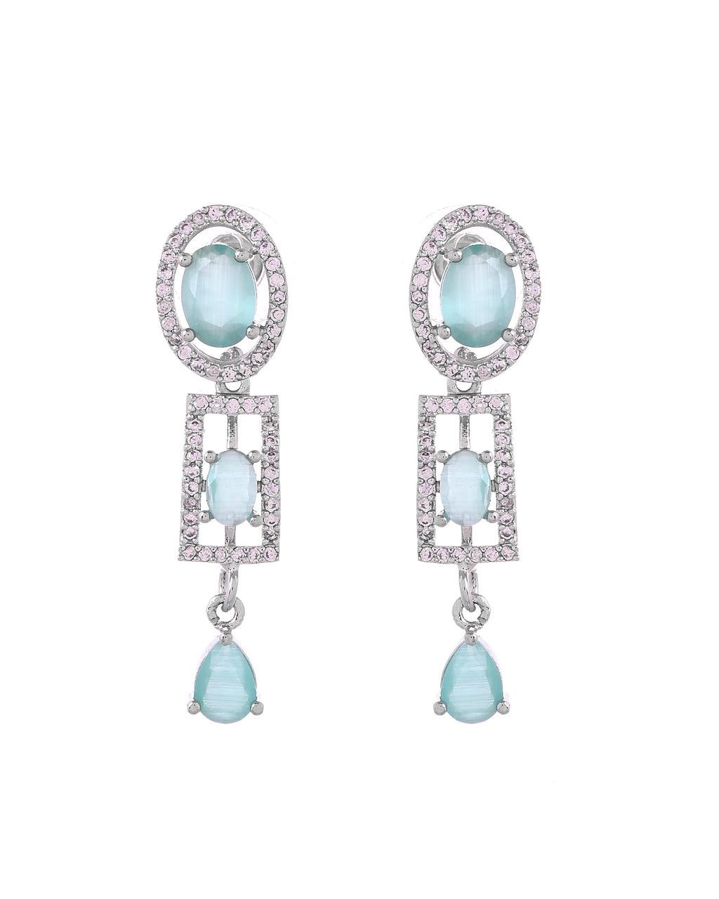 VOJ Silver Toned Cz Stone Studded Designer Necklace Set | Grocsy