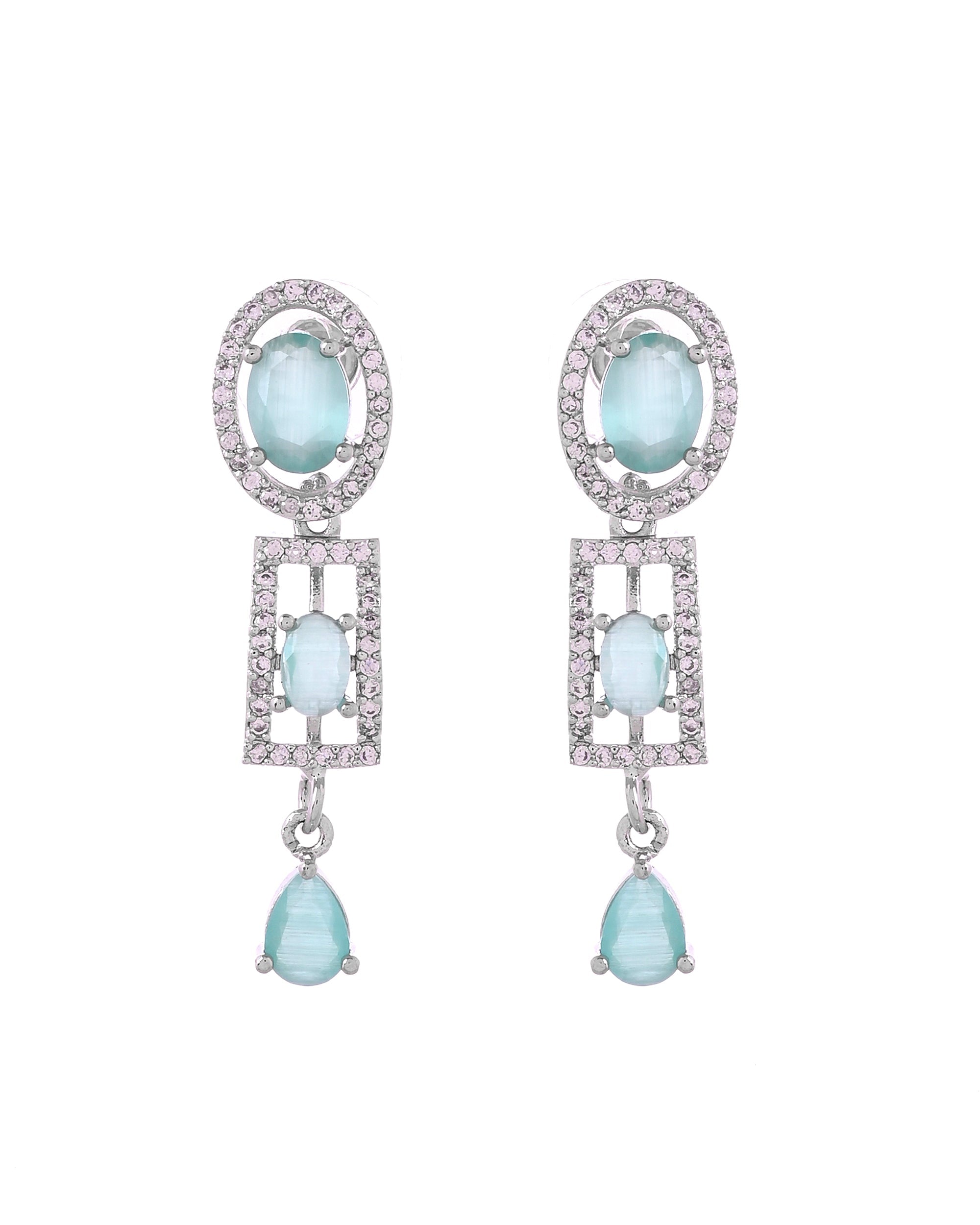 VOJ Silver Toned Cz Stone Studded Designer Necklace Set | Grocsy