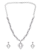 VOJ Silver Plated Cz Stone Studded Designer Elegant Necklace Set | Grocsy