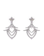 VOJ Silver Plated Cz Stone Studded Designer Elegant Necklace Set | Grocsy