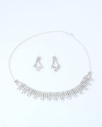VOJ Silver Plated Stone Studded Choker Necklace And Earrings Set
