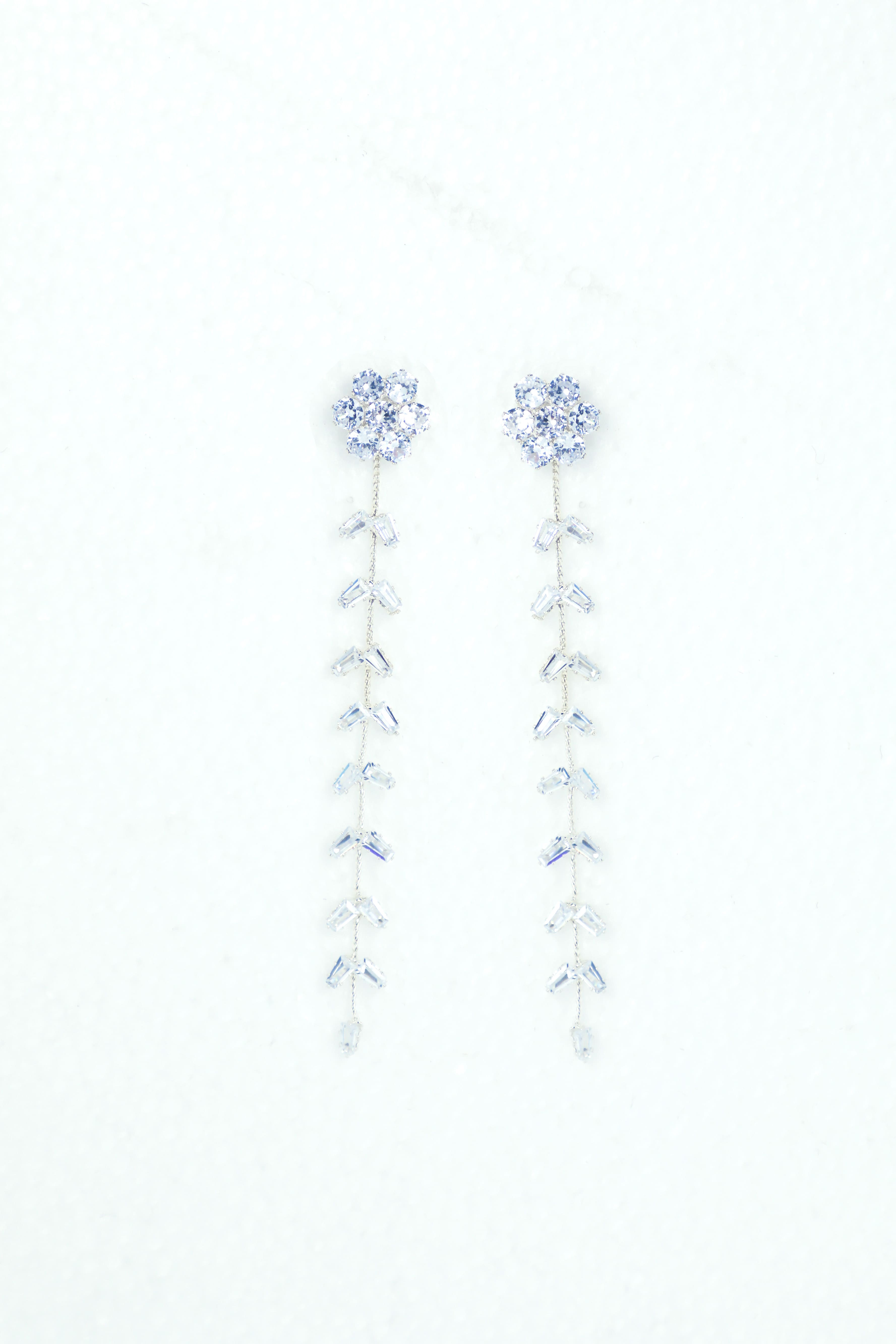 VOJ Silver Plated Stone Studded Drop Earrings | Grocsy