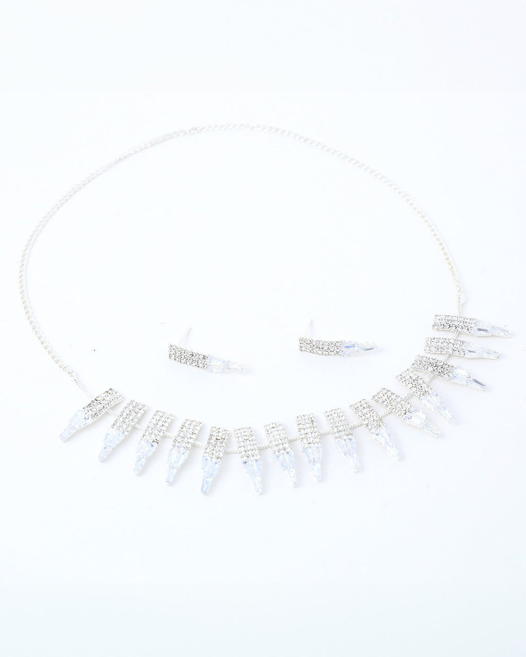 VOJ Silver Plated Stone Studded Necklace And Earring Set
