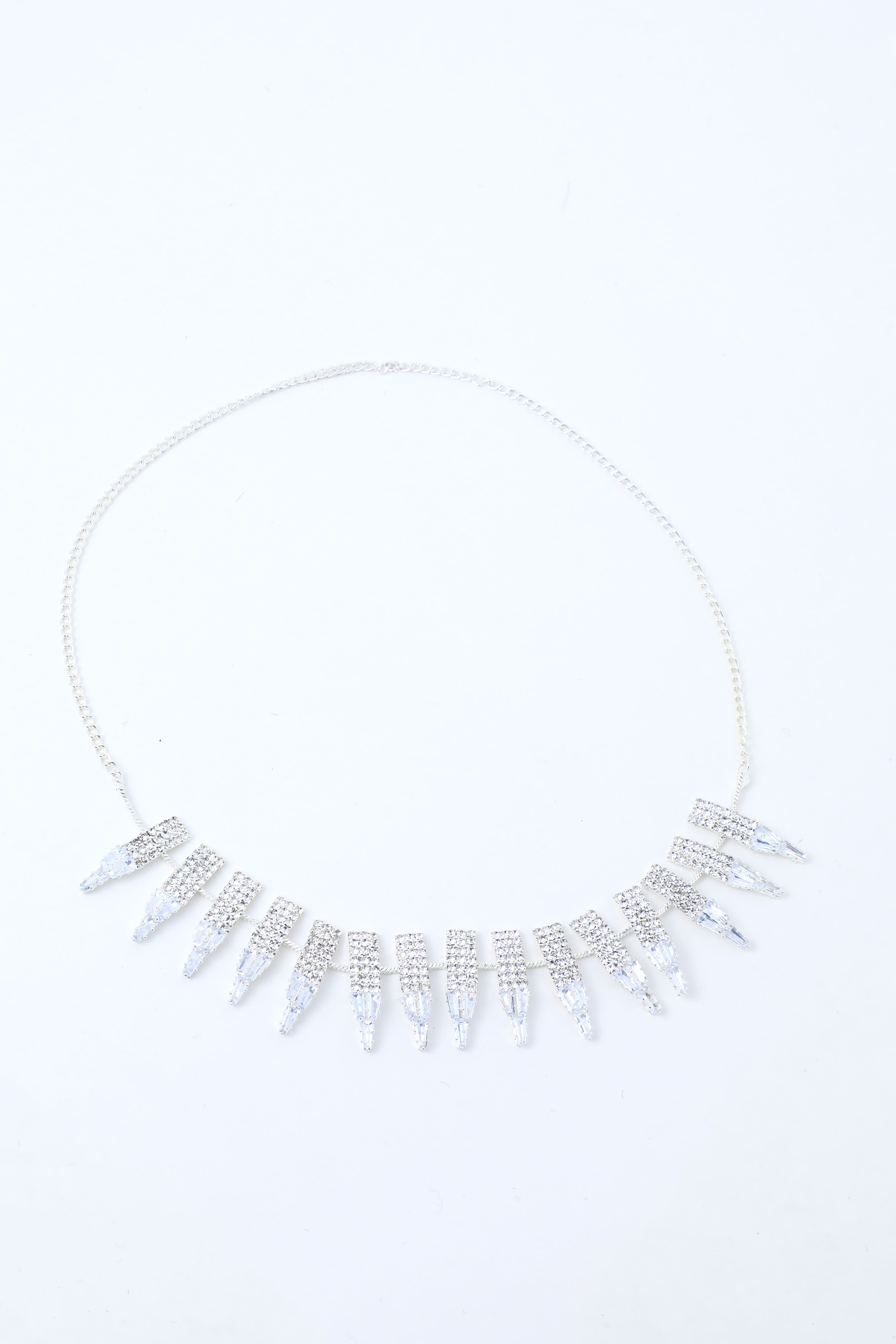 VOJ Silver Plated Stone Studded Necklace And Earring Set