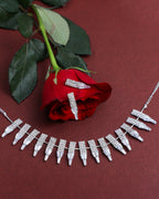 VOJ Silver Plated Stone Studded Necklace And Earring Set