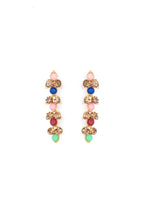 VOJ Gold-Polished Multi Colored Stone Studded Choker Necklace And Earring Set